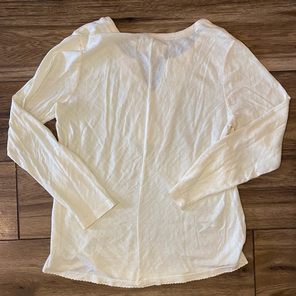 Aventura Long Sleeve Boho Blouse with Embroidery - Organic Cotton Blend Sz Large - Picture 4 of 5